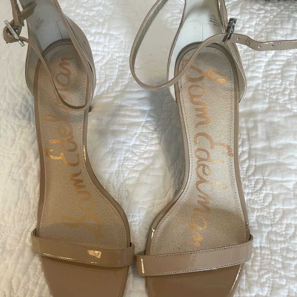 Sam Edelman heels.  Nude patent leather in size 11.5 - Beautiful, NWOB!